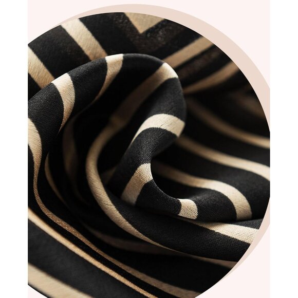 Women's Black Gold Twill Fashion Oblique Angle Silk Neck Scarf Printed Scarves - Picture 4 of 8
